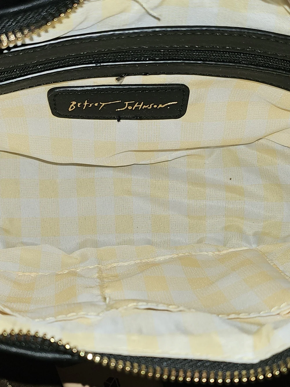 Betsey Johnson Black Daisy Crescent Shoulder Bag with Cream Charm